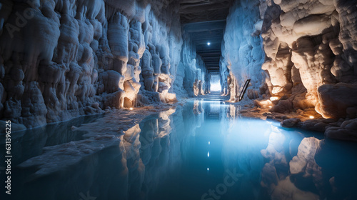 Serene Underground Salt Lake in the Mine 