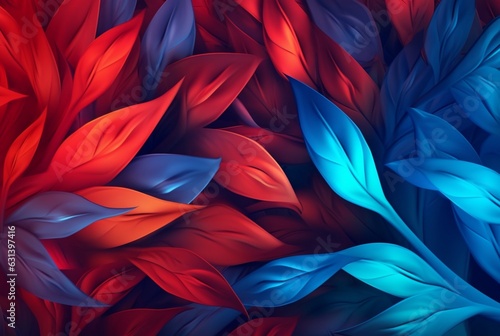 blue red leaves abstract background. generative ai © LivroomStudio