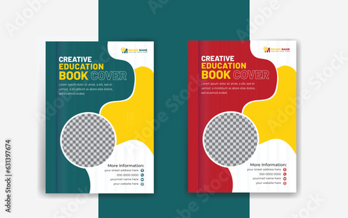Education book cover design template in a4 annual report,  School, collage, with vector