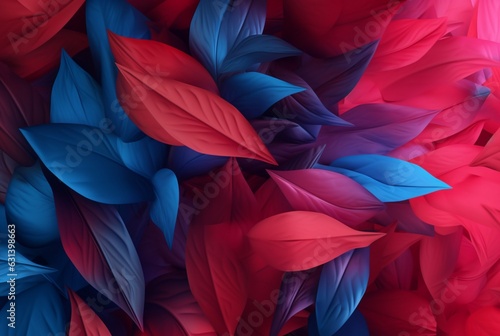 blue red leaves abstract background. generative ai