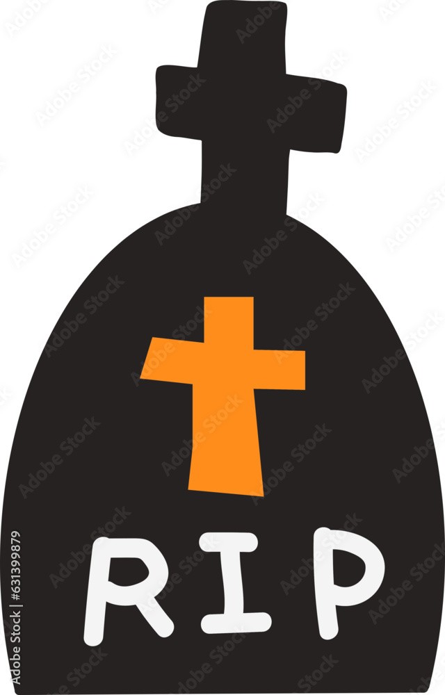 Fototapeta premium Grave marker silhouette with cross