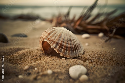 shell on the beach made by midjeorney