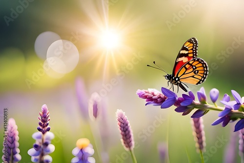 butterfly on a flower generated by AI technology