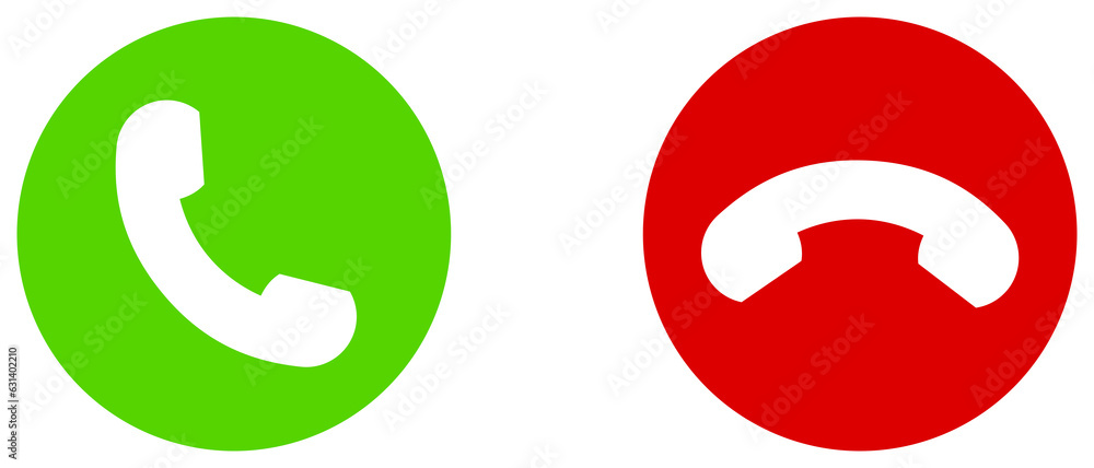 Call answer and rejection icon. Symbol of accept and decline phone button. Call answer and rejection icon. Symbol of accept and decline phone button.