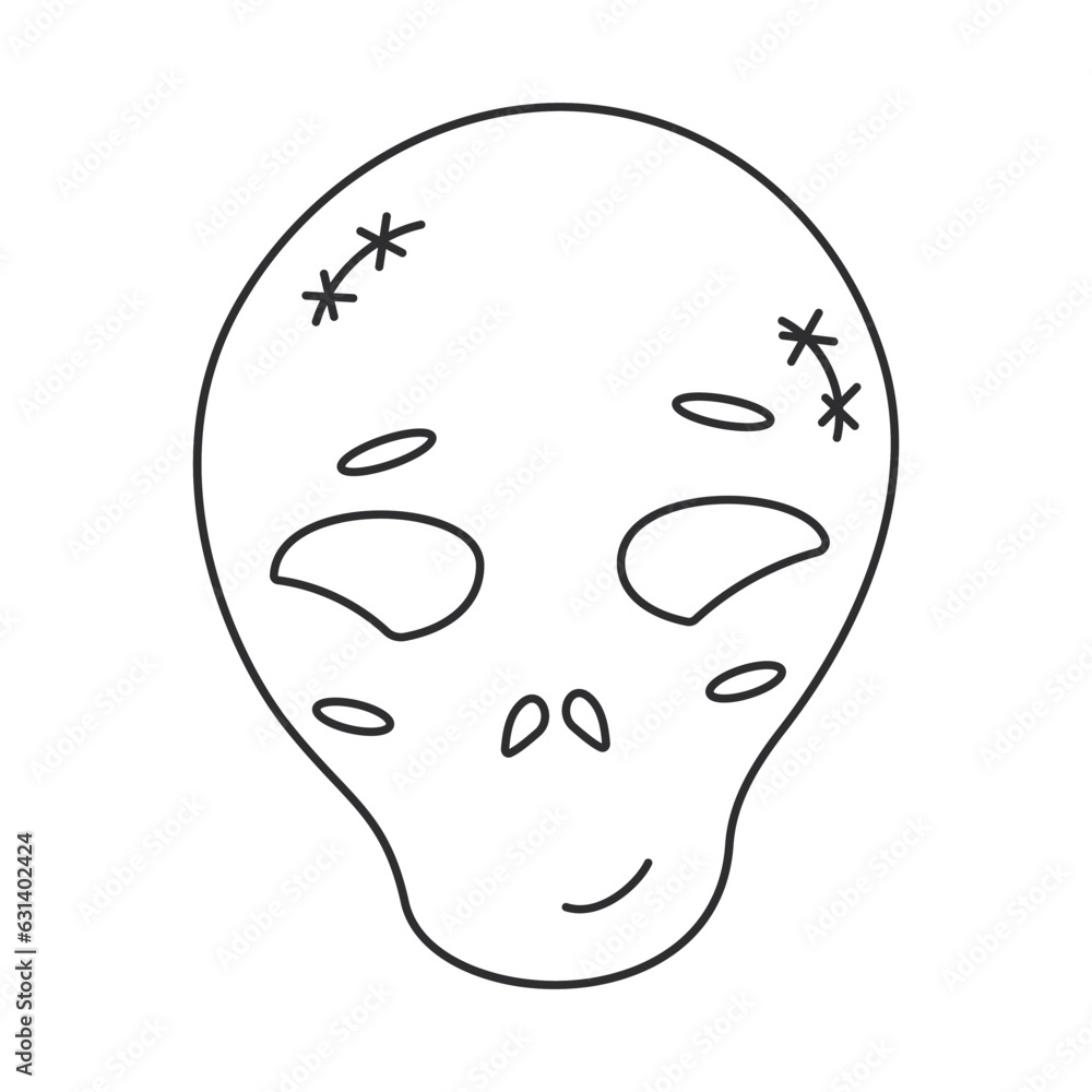 halloween skull line black scary element icon halloween skull line black scary element icon
