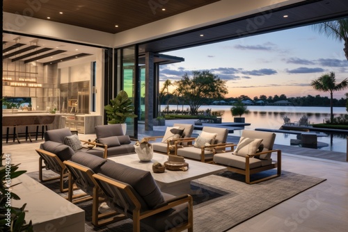 A high end gray residence located in the prestigious Laureate Park community within Lake Nona, Orlando, Florida. photo