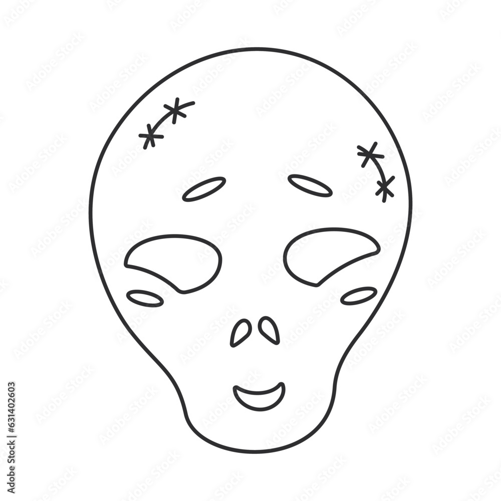 halloween skull line black scary element icon halloween skull line black scary element icon