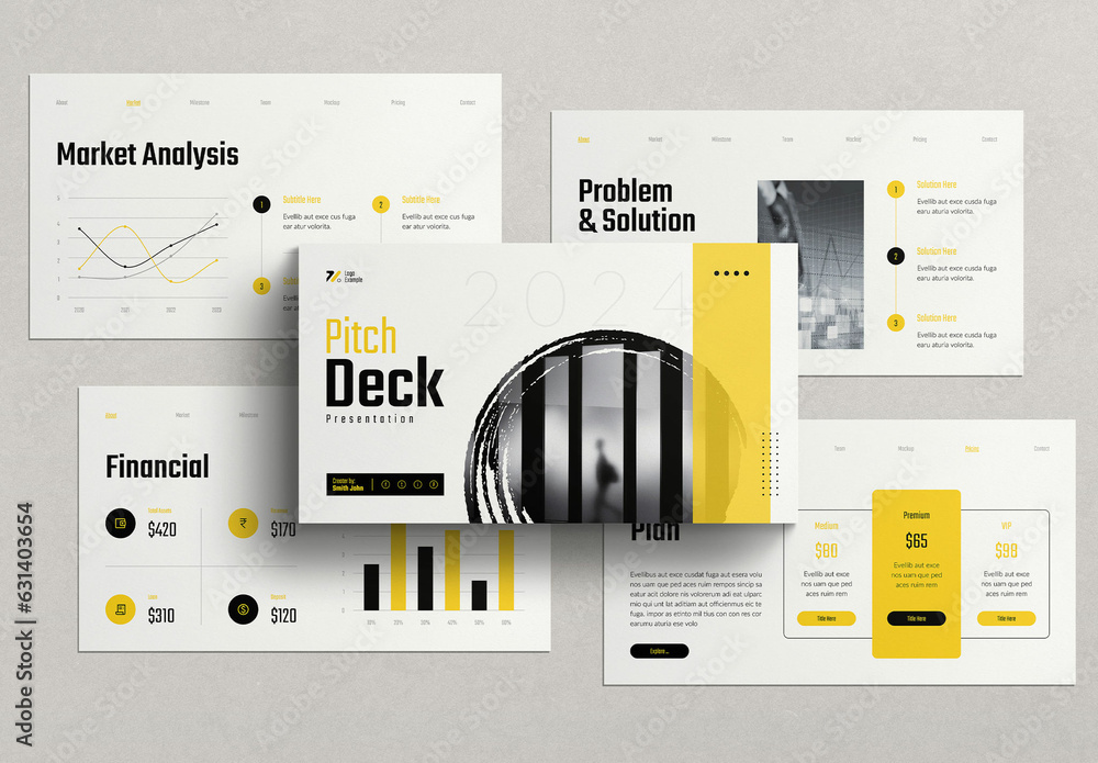 Modelo de Pitch Deck Presentation Template do Stock | Adobe Stock
