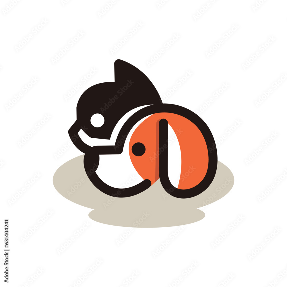 Naklejka premium Cat and Dog Logo Design