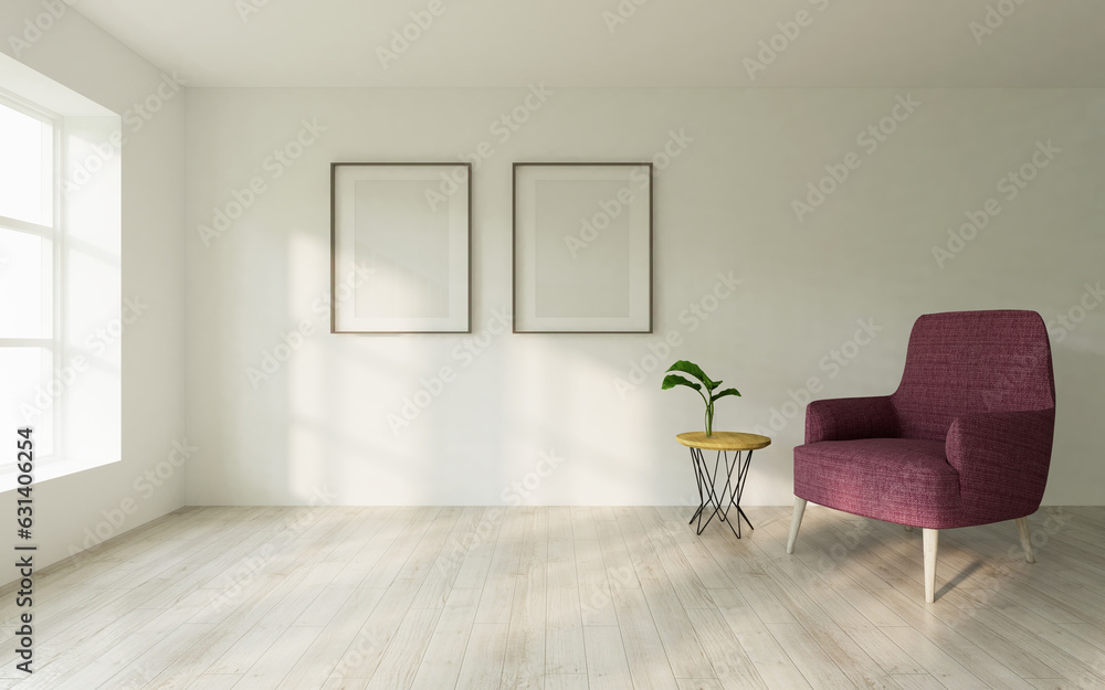 Obraz premium empty room Poster frame mockup house 3D rendering.