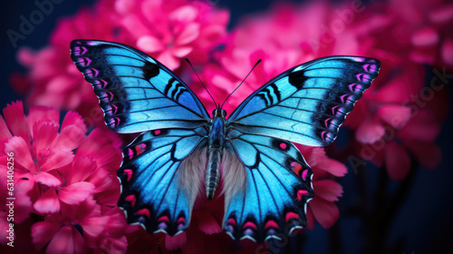 Macro butterfly sitting on flower 