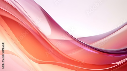 Transparent glass details curved shapes pink and orange gradient background