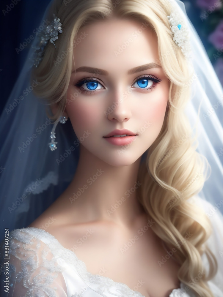 Beautiful bride with stylish make-up in white dress Beautiful bride with stylish make-up in white dress