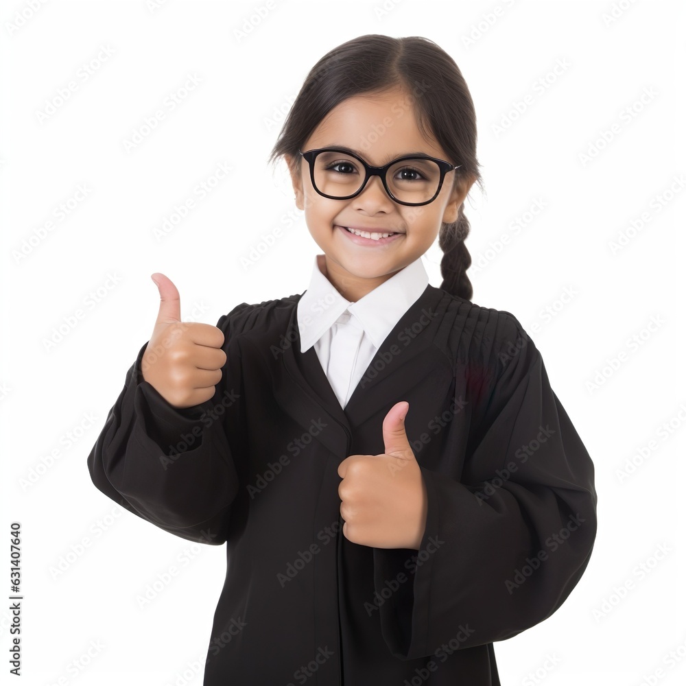 front view close up of a latin girl model dressed in Lawyer costume with thumbs up isolated on a transparent white background front view close up of a latin girl model dressed in Lawyer costume with thumbs up isolated on a transparent white background