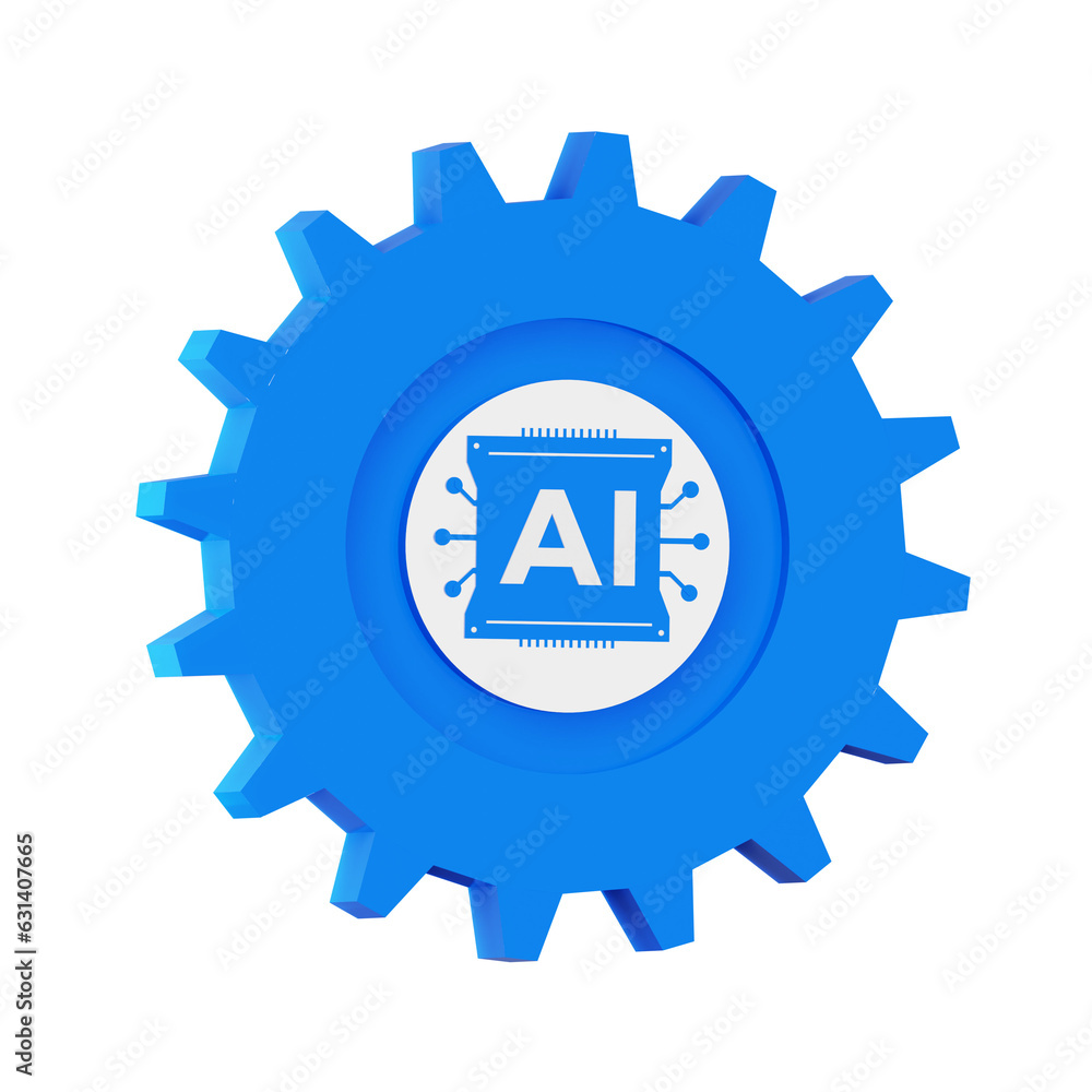 Gear Setting Artificial Intelligence 3D Illustration Gear Setting Artificial Intelligence 3D Illustration