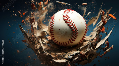 Close up baseball ball crashes to the floor 