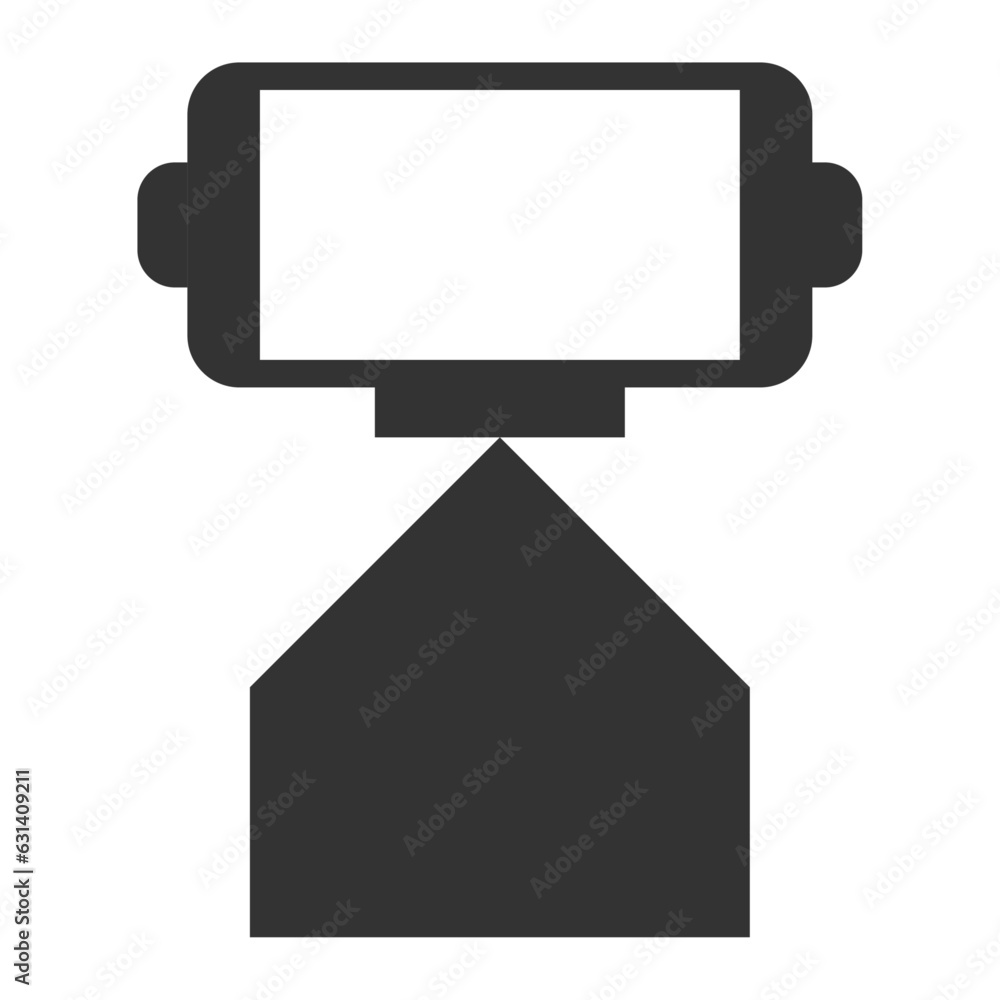 Fototapeta premium 黒色の人型ロボットシルエット(白色モニター付き)