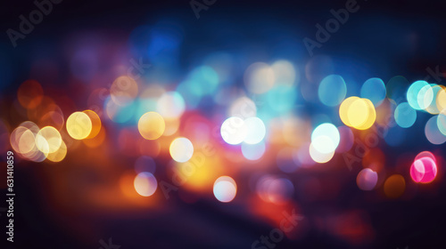 Colorful defocused bokeh lights in blur night background