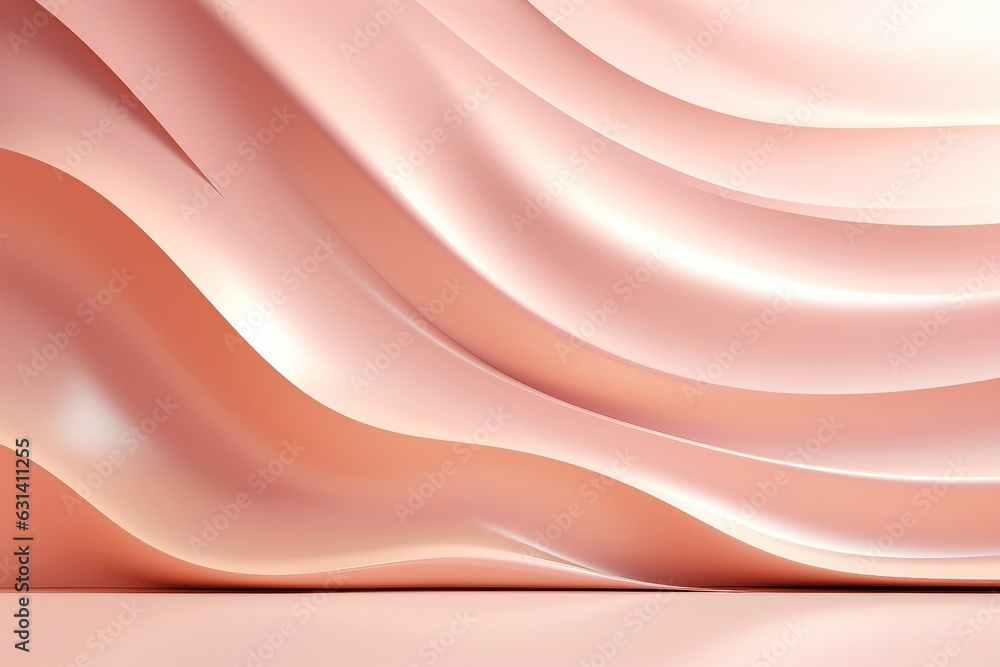 3Dイラスト風背景。淡いピンクの曲線的な壁がある抽象的な空間。AI生成画像 3Dイラスト風背景。淡いピンクの曲線的な壁がある抽象的な空間。AI生成画像