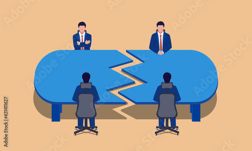 Negotiations, businessmen negotiate a breakdown.
