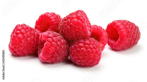 Fresh raspberries on white background