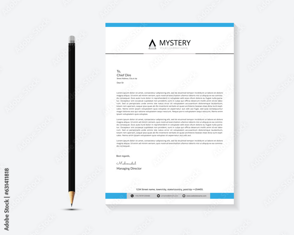 Creative and Clean Letterhead. Corporate modern Letterhead design. Creative and Clean Letterhead. Corporate modern Letterhead design.