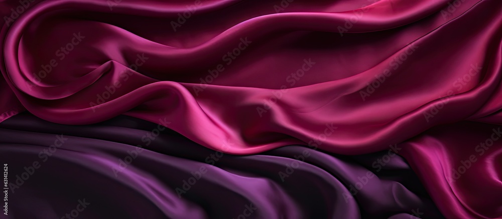 Obraz premium A black, red, and purple silk satin background with copy space for text or a product. The fabric