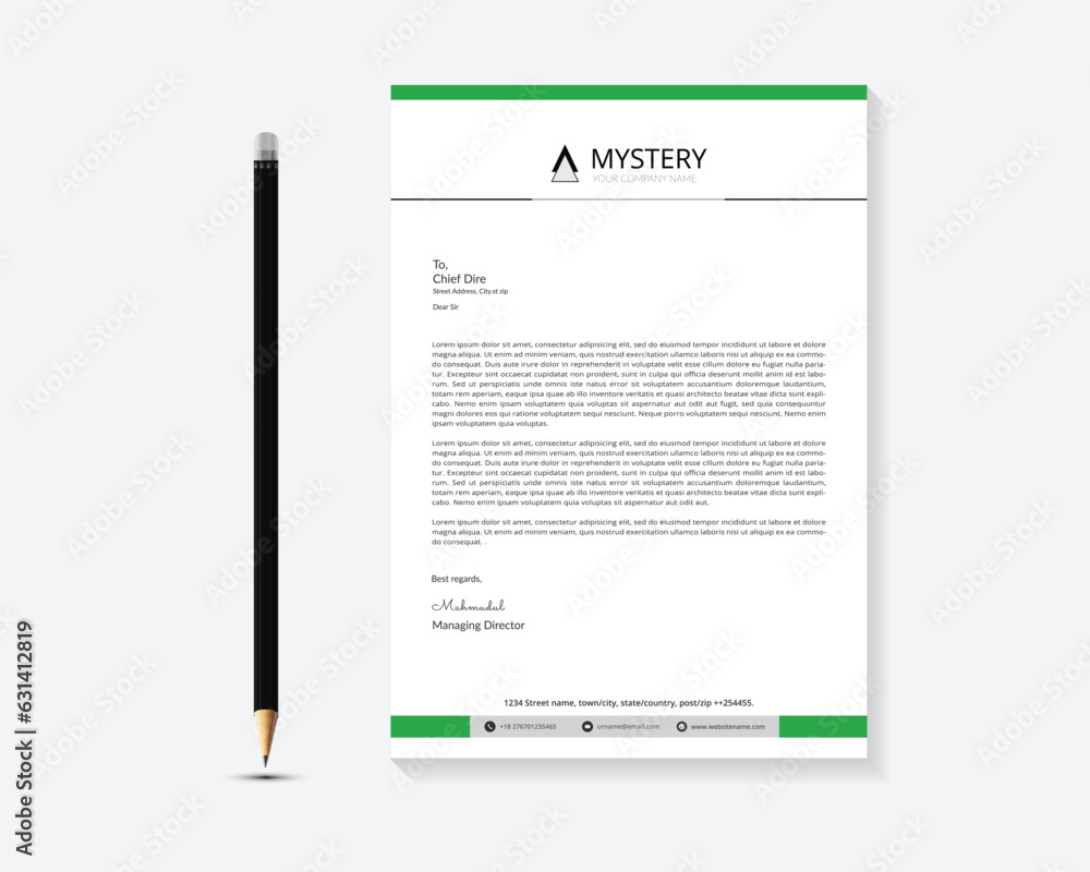 Creative and Clean Letterhead. Corporate modern Letterhead design.