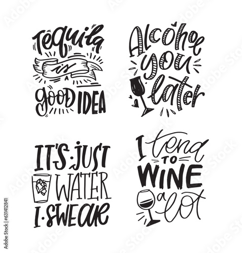 Cute hand drawn doodle lettering postcard about alcohol. Lettering art fot t-shirt design, banner, web, mug print, bag art.