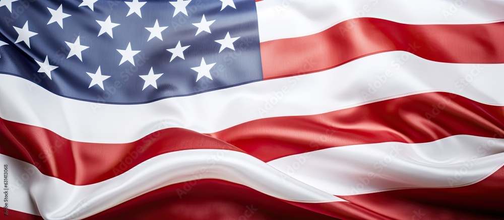 A close-up photograph shows a section of the American flag on a white background. There is space A close-up photograph shows a section of the American flag on a white background. There is space
