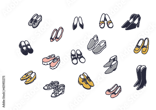 色々な女性の靴のイラストセット