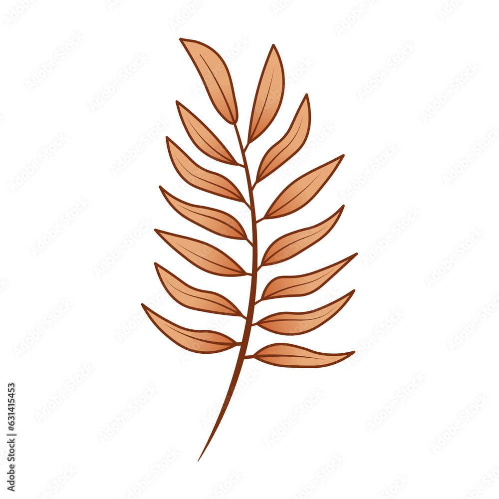 Fototapeta premium Fern Leaf Flower Graphic Sketch Drawing Fill Style