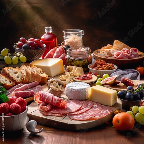 still life with fruits and vegetables made with generative ai 