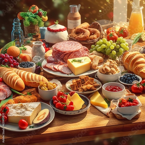 breakfast on the table made with generative AI 
