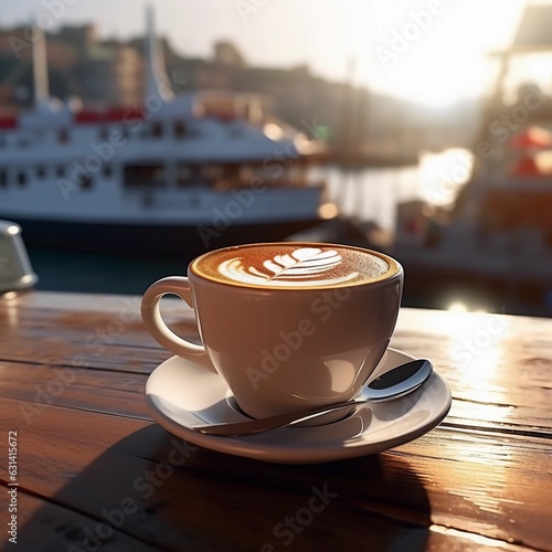 cup of coffee on table made with generative ai 