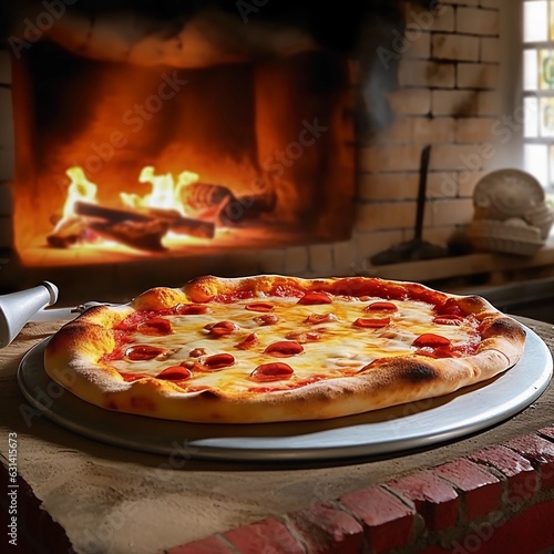 pizza with salami made with generative ai 