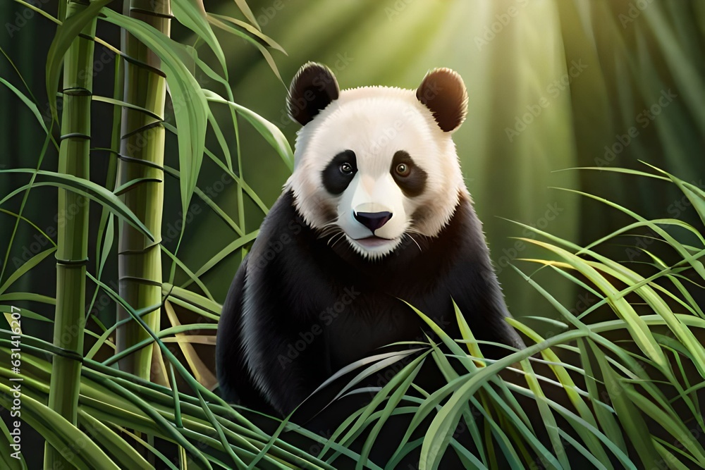 Obraz premium Panda in bamboo forest