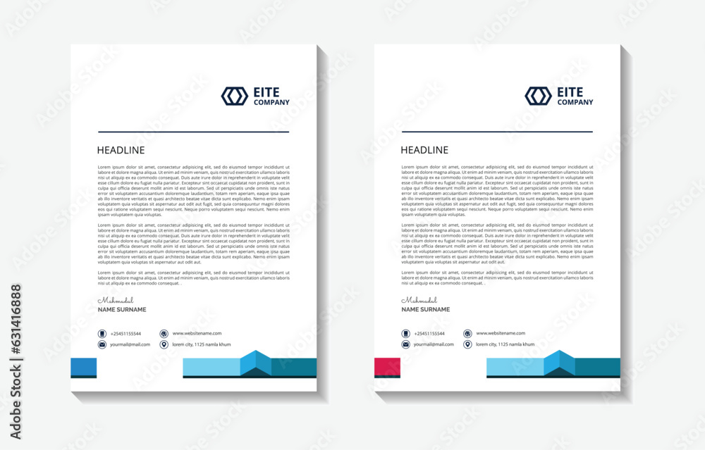 Obraz premium Creative and Clean Letterhead. Corporate modern Letterhead design.