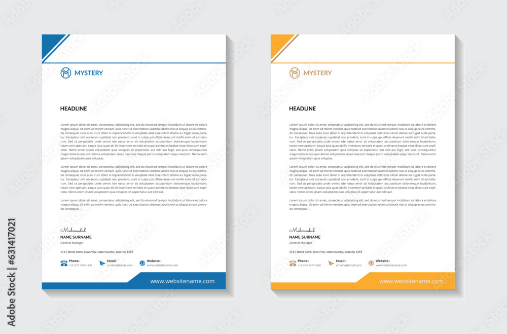 Creative and Clean Letterhead. Corporate modern Letterhead design.