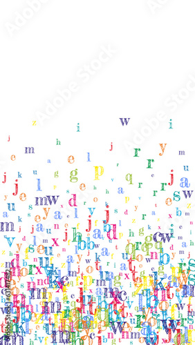 Scattered letters of latin alphabet. Colorful