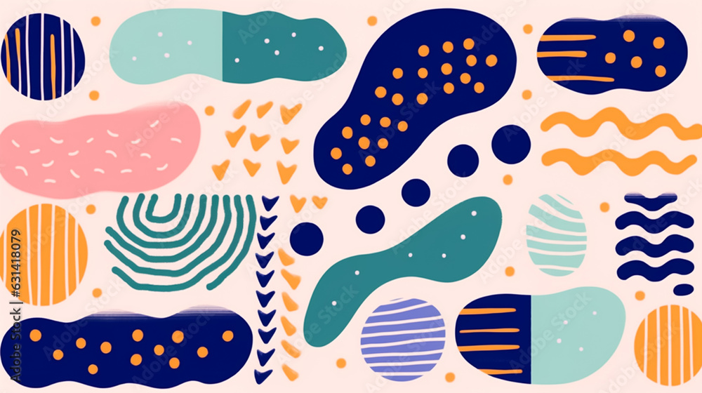 Risograph print texture style. Retro colors and shapes for backgrounds. White background.