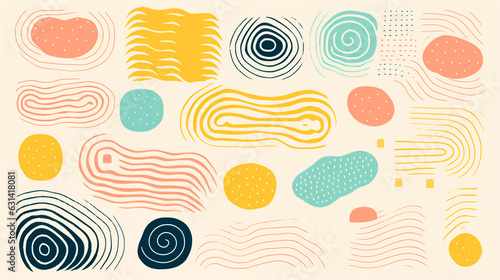 Risograph print texture style. Retro colors and shapes for backgrounds. White background.