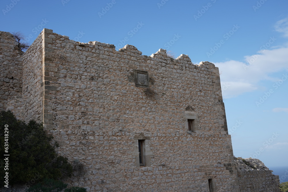 Medieval castle of Kritinia (Kastellos) built by the Knights of St John, Rhodes island, Greece