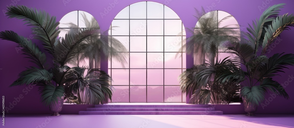 abstract purple studio background with an empty room featuring shadows ...