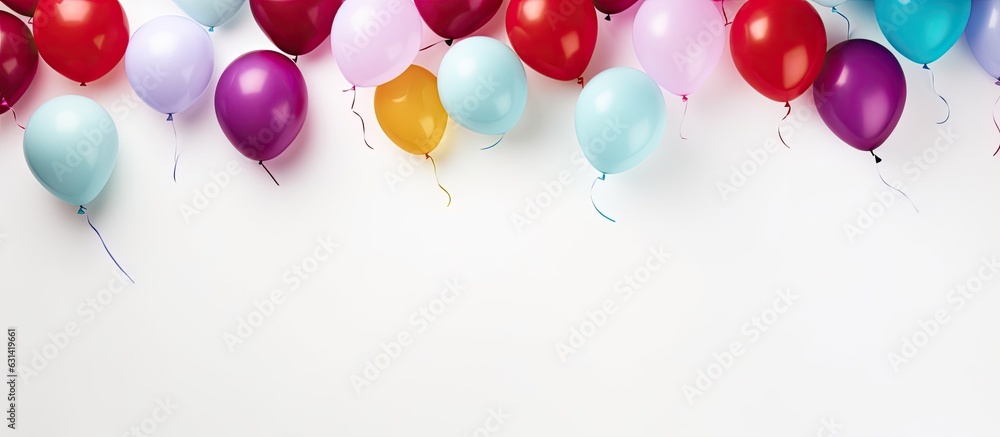 colorful balloons on a white background with space for text. It can be used as a background for colorful balloons on a white background with space for text. It can be used as a background for