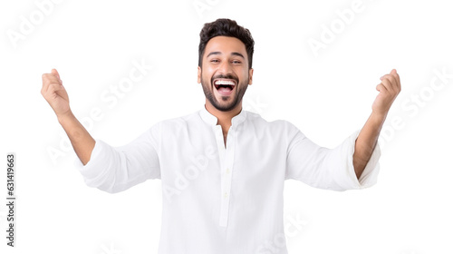 Cheerful Indian man, ethnic groups, white background, transparent background Generative AI