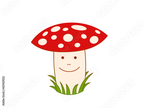 Enchanting Fly Agaric: Playful Character in Flat Vector Style, Perfect for Design, Advertising, Children's Graphics, and Magical Storytelling Adventures