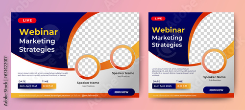 Webinar banner marketing event social media post feed. seminar banner template. vector