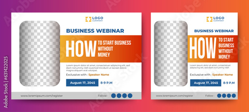Business plan process live webinar banner template design. vector