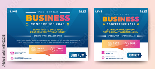 Business conference banners template design. gradient blue background. vector